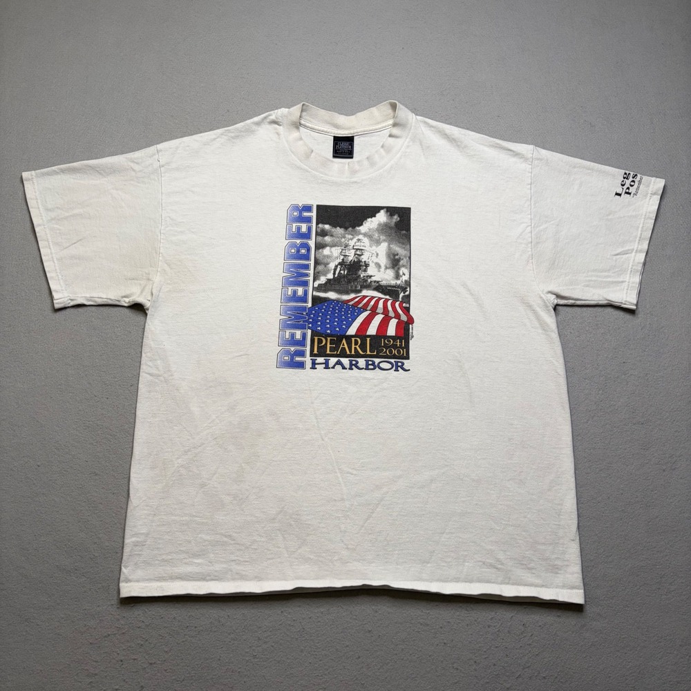 Classic‎ Platinum T-Shirt Mens XL White Pearl Harbor 1941-2001 Graphic Vintage